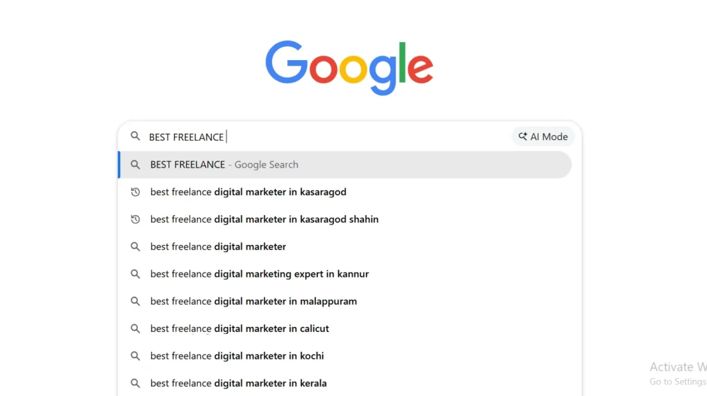 Google Search suggestions for keyword research for beginners and SEO keyword ideas