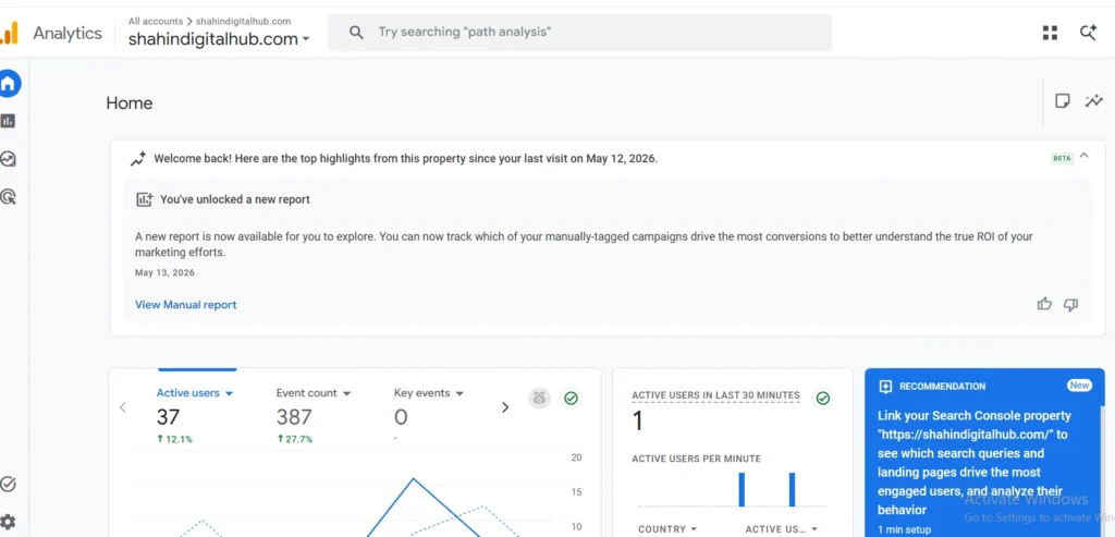 Google Analytics traffic dashboard