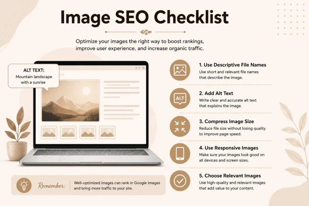 Image optimization on-page seo checklist